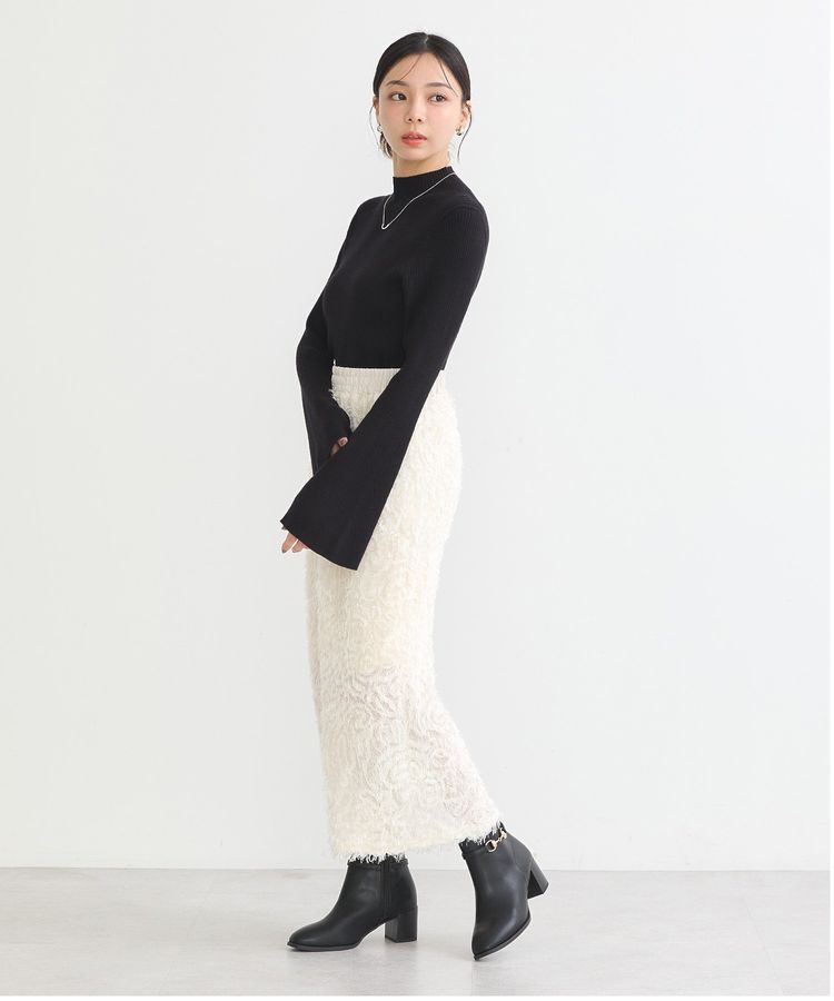 earth music&ecology「フラワーチュールナロースカート」|タイト|