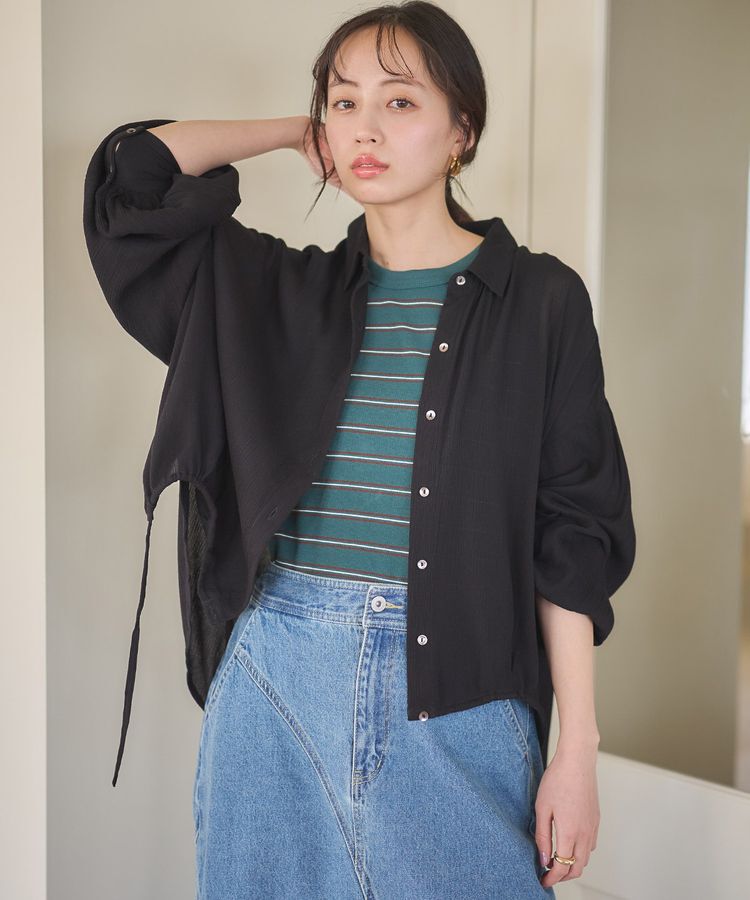earth music&ecology「レーヨンクレープドロストシャツ」|シャツ・ブラウス|Black