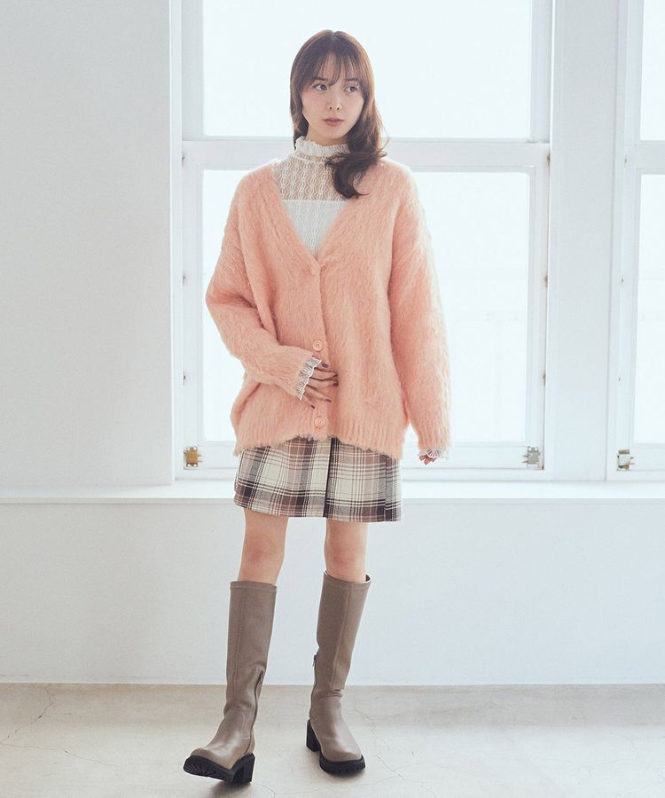 earth music&ecology「なみなみ起毛Vネックカーディガン」|カーディガン|