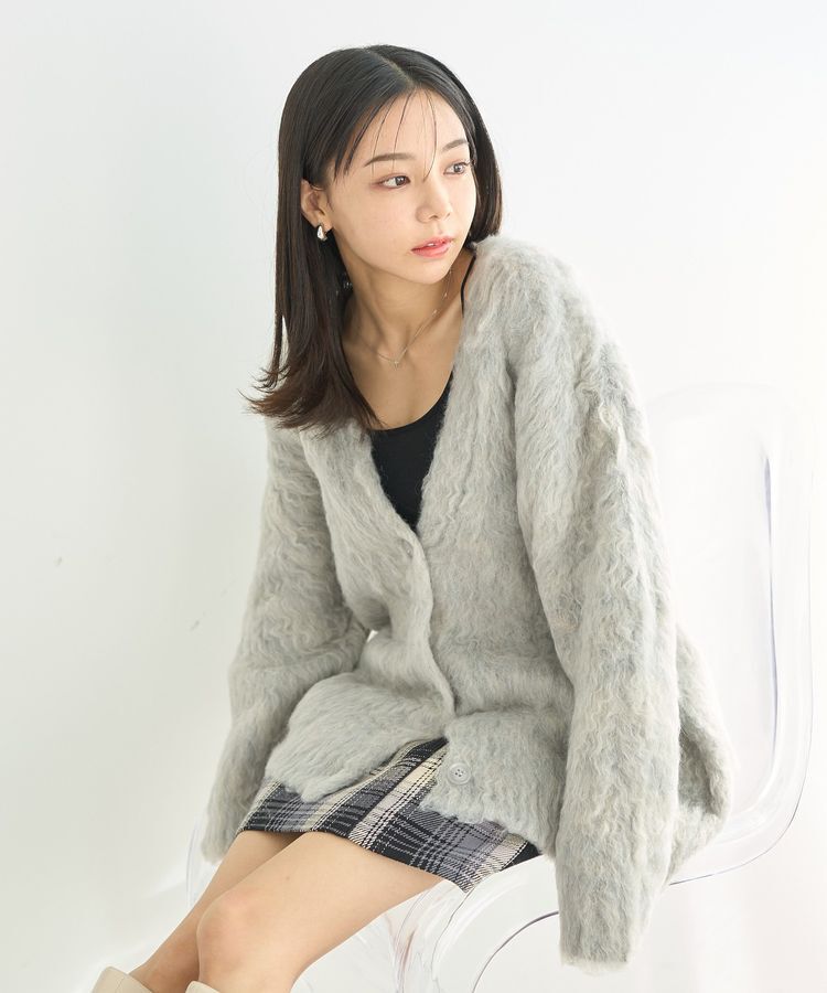 earth music&ecology「なみなみ起毛Vネックカーディガン」|カーディガン|