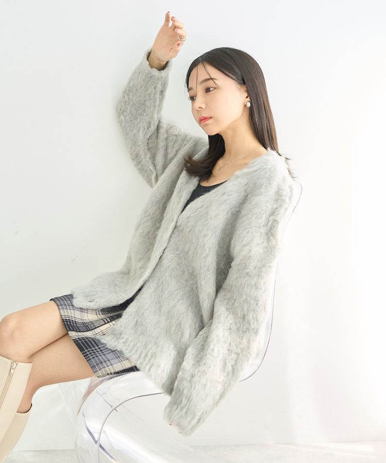 earth music&ecology「なみなみ起毛Vネックカーディガン」|カーディガン|