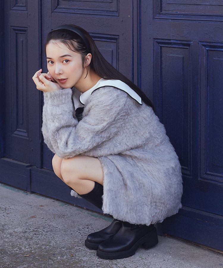 earth music&ecology「なみなみ起毛Vネックカーディガン」|カーディガン|