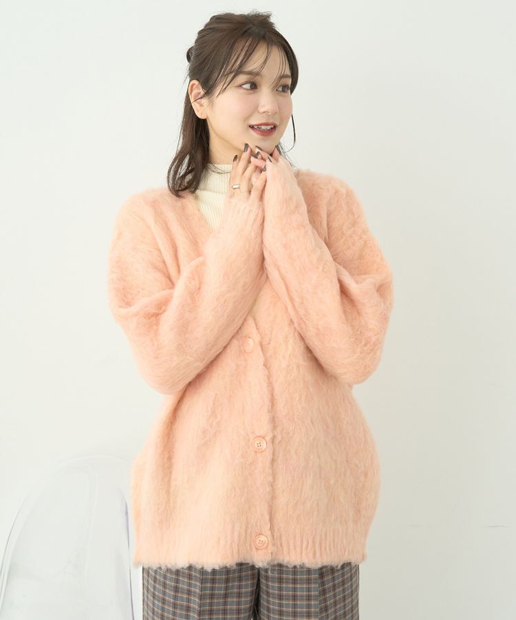 earth music&ecology「なみなみ起毛Vネックカーディガン」|カーディガン|