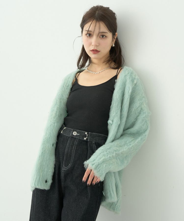earth music&ecology「なみなみ起毛Vネックカーディガン」|カーディガン|