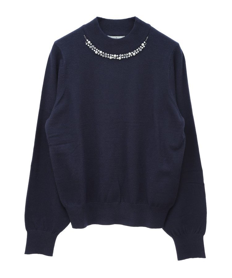 earth music&ecology「パール&ビジューハイネックプルオーバー」|ニット・セーター|