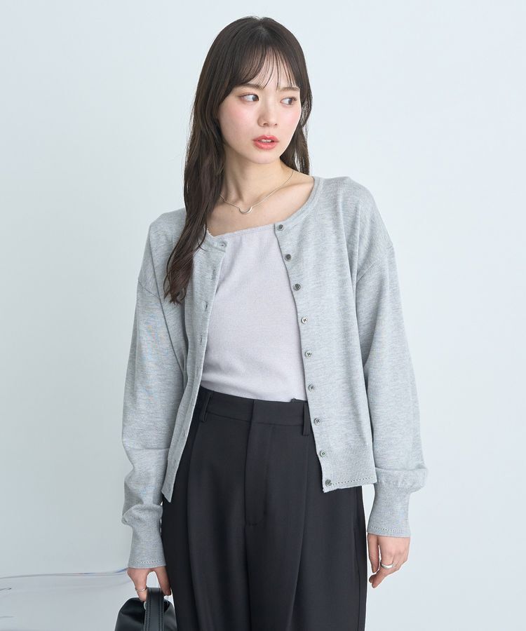 earth music&ecology「UVカット加工クルーネックニットカーディガン」|カーディガン|