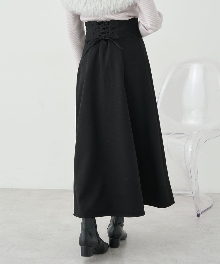 earth music&ecology「バックレースアップスカート」|フレア|Black