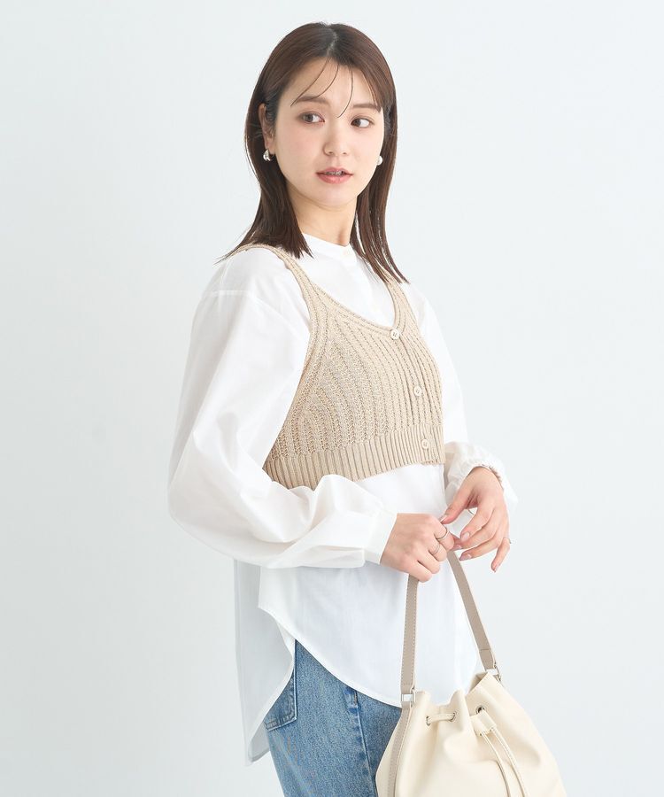 earth music&ecology「SET2点透かしニットビスチェ＋シャツ」|シャツ・ブラウス|