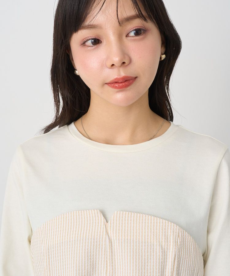 earth music&ecology「サッカーストライプドッキングプルオーバー」|Tシャツ・カットソー|