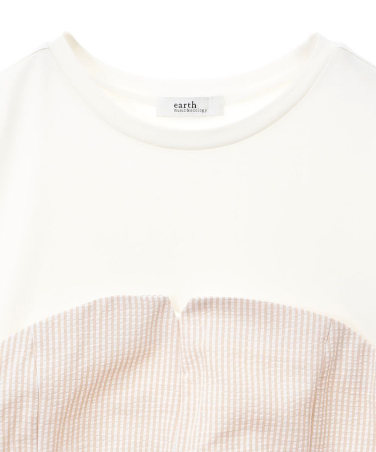 earth music&ecology「サッカーストライプドッキングプルオーバー」|Tシャツ・カットソー|