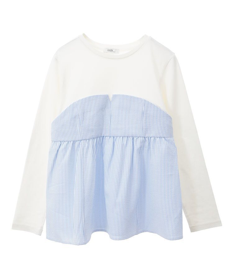 earth music&ecology「サッカーストライプドッキングプルオーバー」|Tシャツ・カットソー|