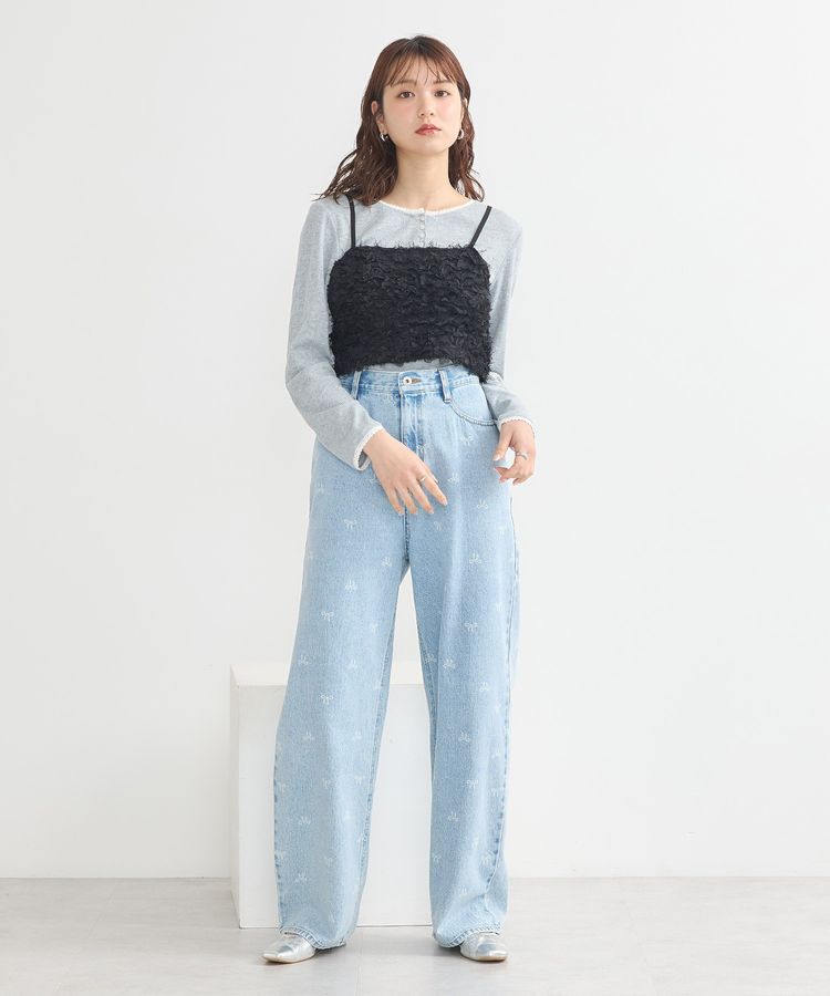 earth music&ecology「フリンジミックスチュールビスチェ」|ベスト・ジレ|