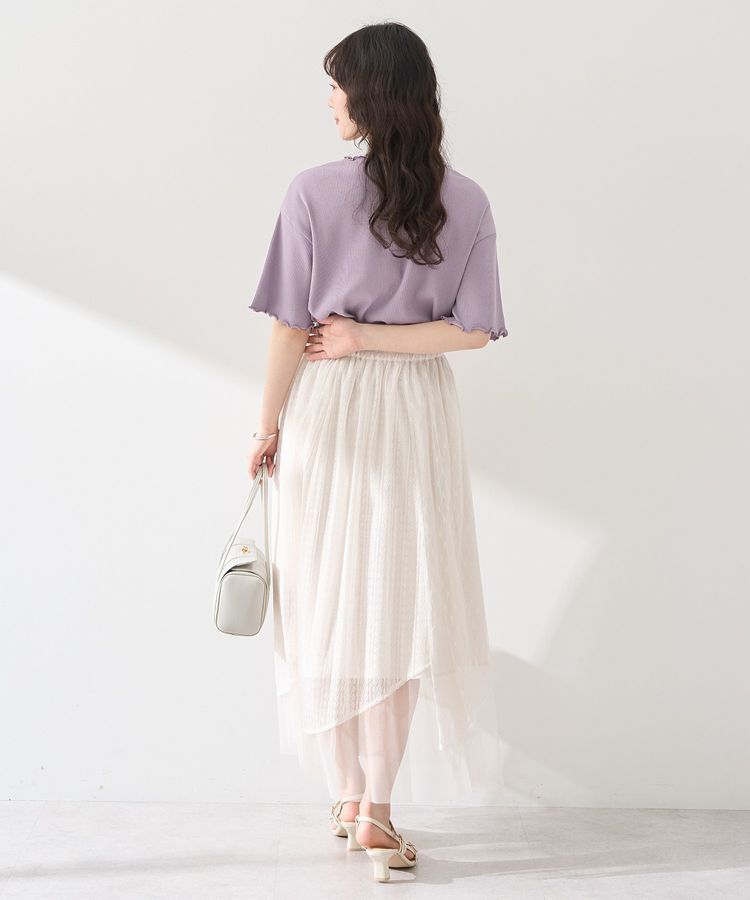 earth music&ecology「柄チュールヘムスカート」|フレア|