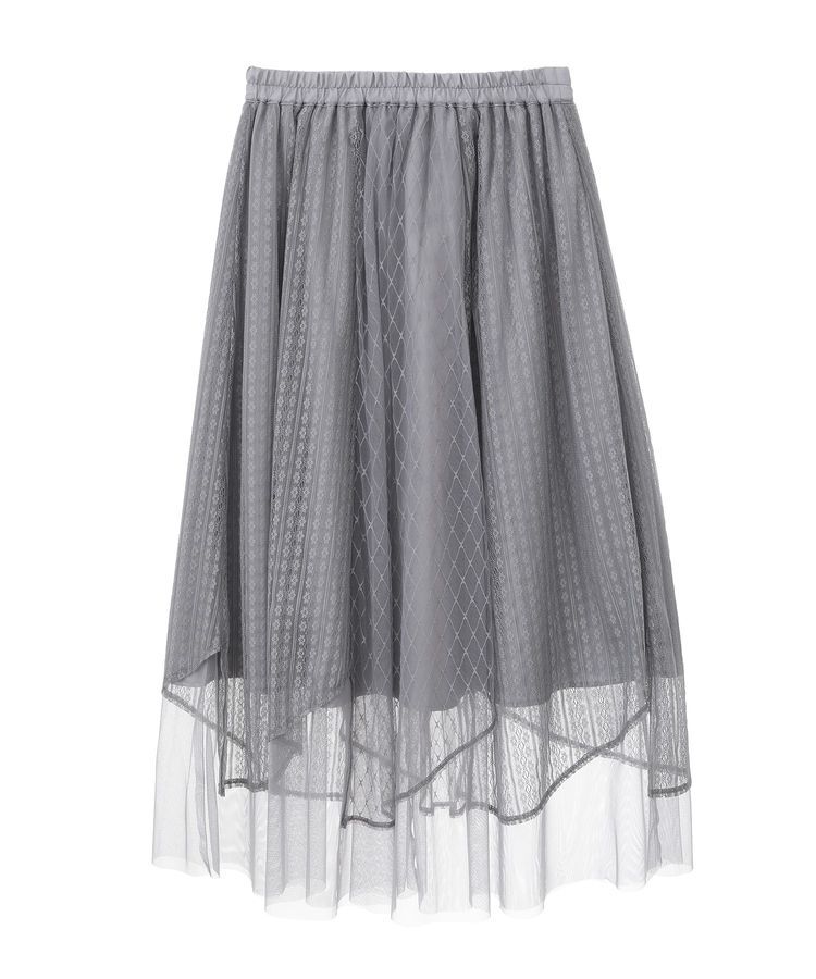 earth music&ecology「柄チュールヘムスカート」|フレア|