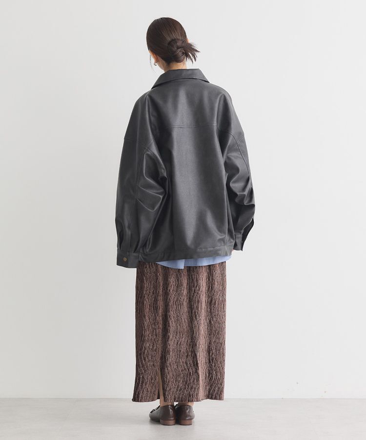 earth music&ecology「フェイクレザージップジャケット」|ブルゾン・スタジャン|