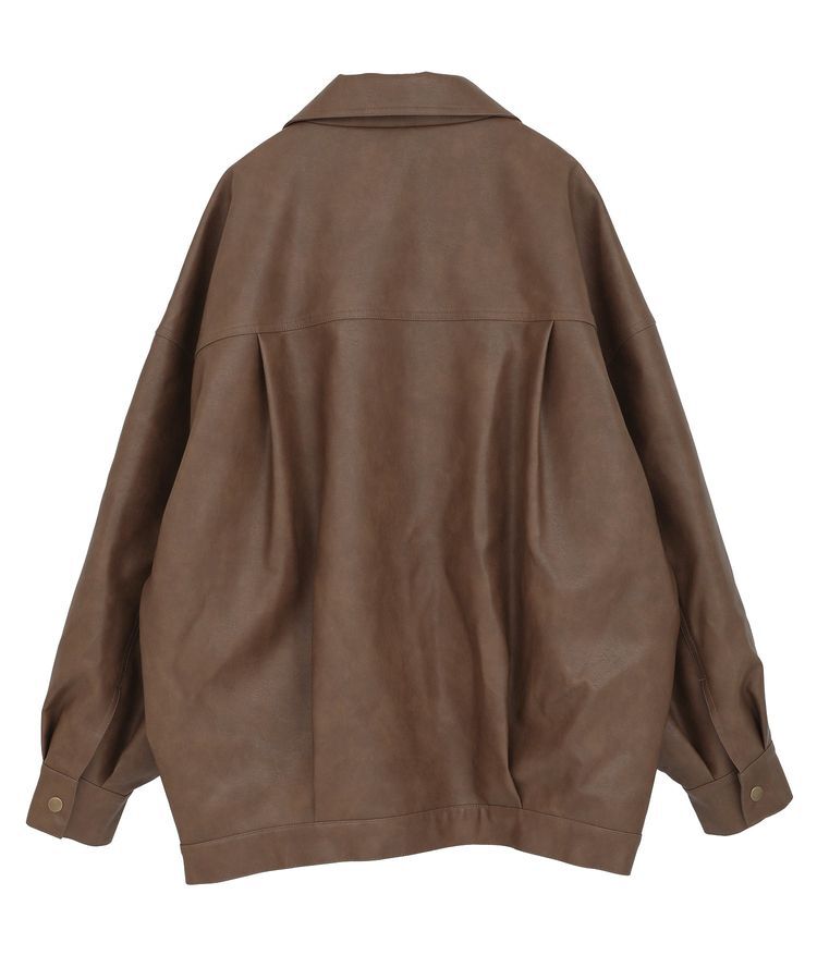 earth music&ecology「フェイクレザージップジャケット」|ブルゾン・スタジャン|