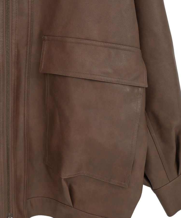 earth music&ecology「フェイクレザージップジャケット」|ブルゾン・スタジャン|