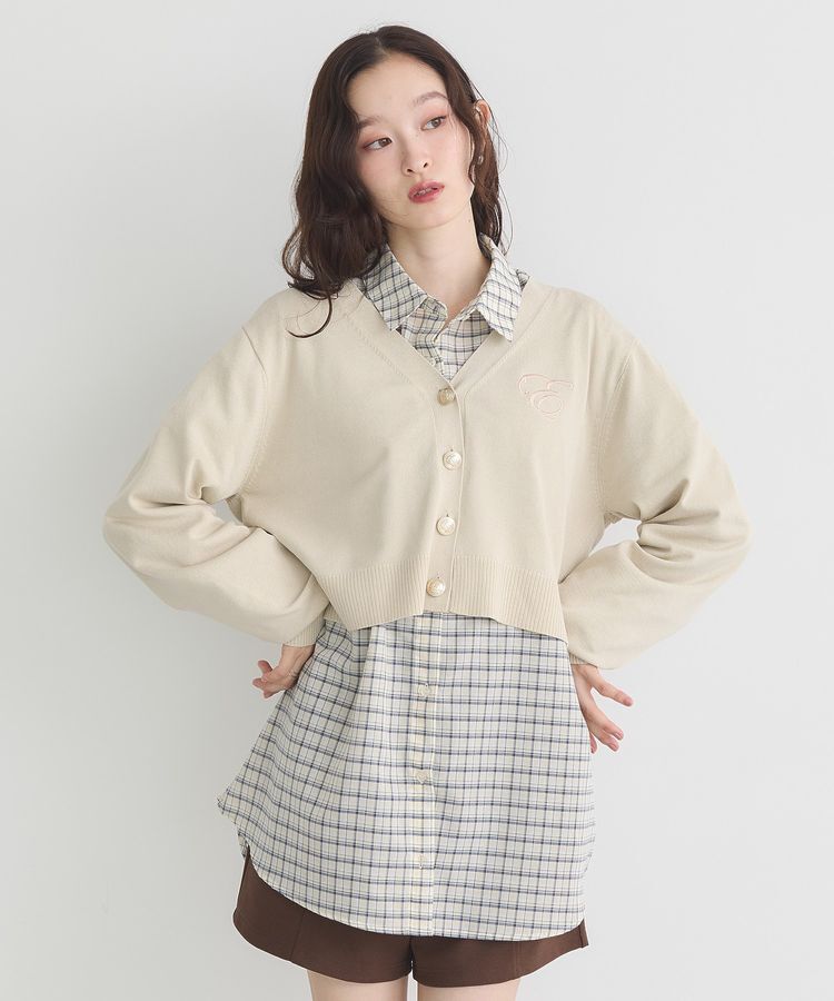 earth music&ecology「ロゴ刺繍カーディガン」|カーディガン|