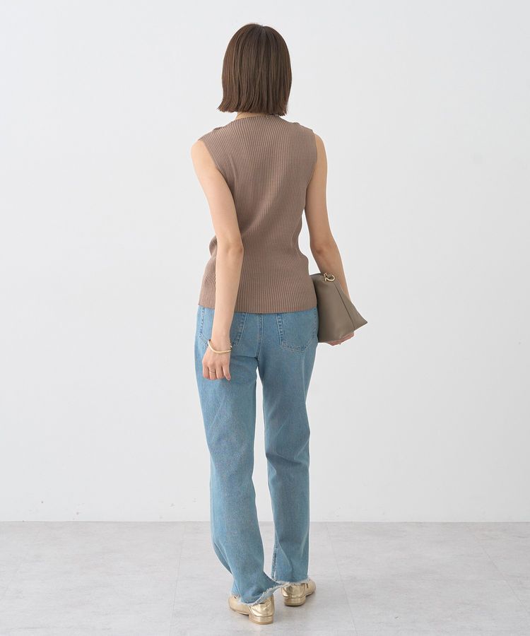 earth music&ecology「ランダムリブボトルネックノースリーブニット」|ニット・セーター|