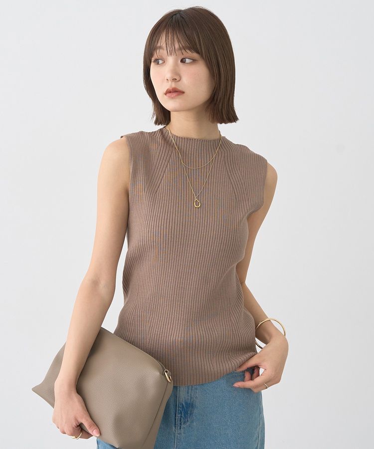 earth music&ecology「ランダムリブボトルネックノースリーブニット」|ニット・セーター|