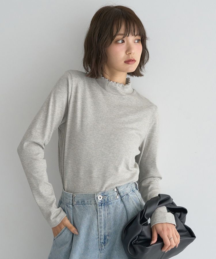 earth music&ecology「ラメテレコハイネックプルオーバー」|Tシャツ・カットソー|