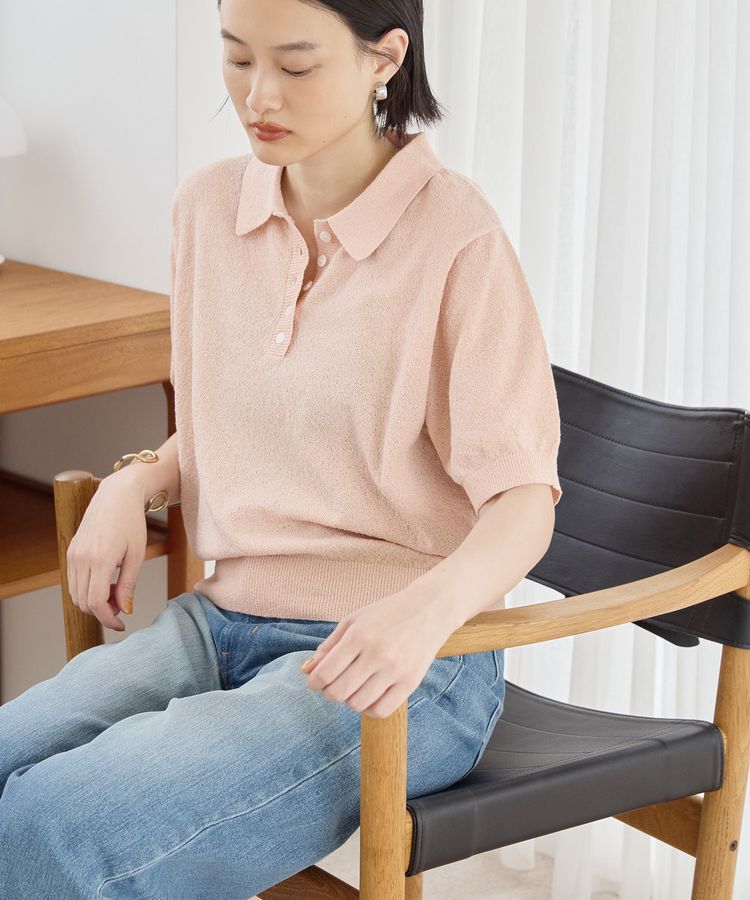 AMERICAN HOLIC「ブークレ半袖ニットトップス」|ニット・セーター|