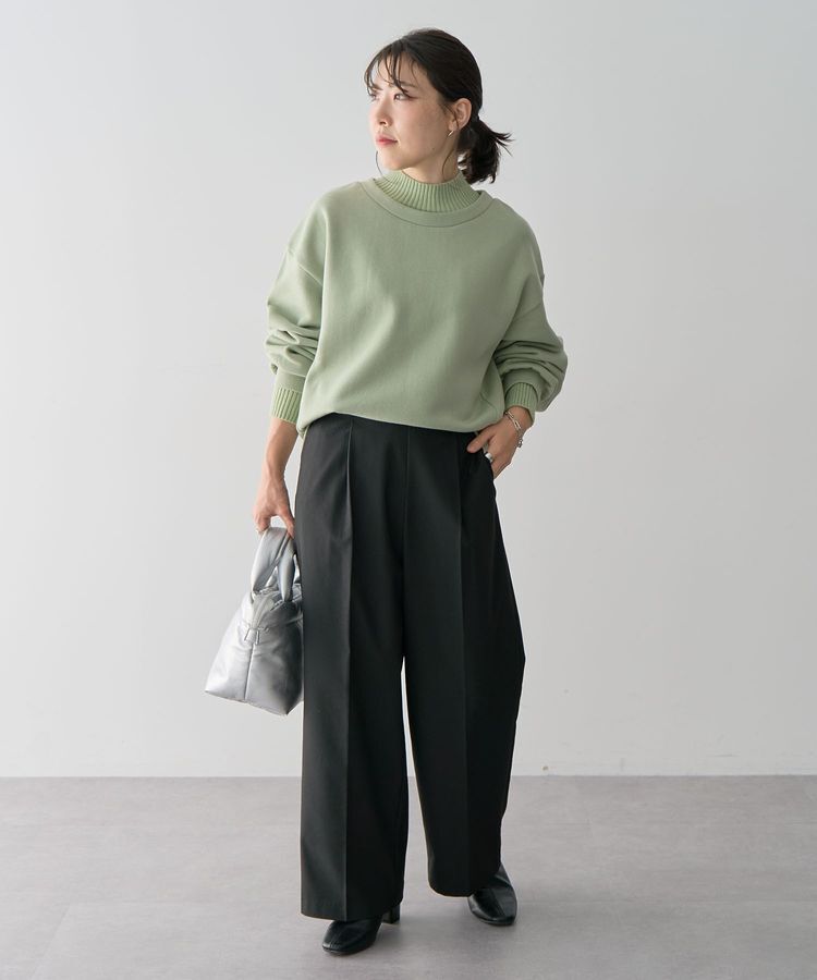 Green Parks「配色リブニットドッキング裏起毛プルオーバー」|スウェット・ジャージ|