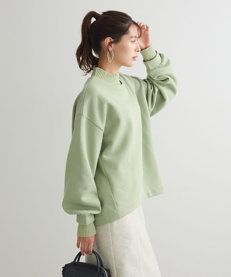 Green Parks「配色リブニットドッキング裏起毛プルオーバー」|スウェット・ジャージ|Light Green