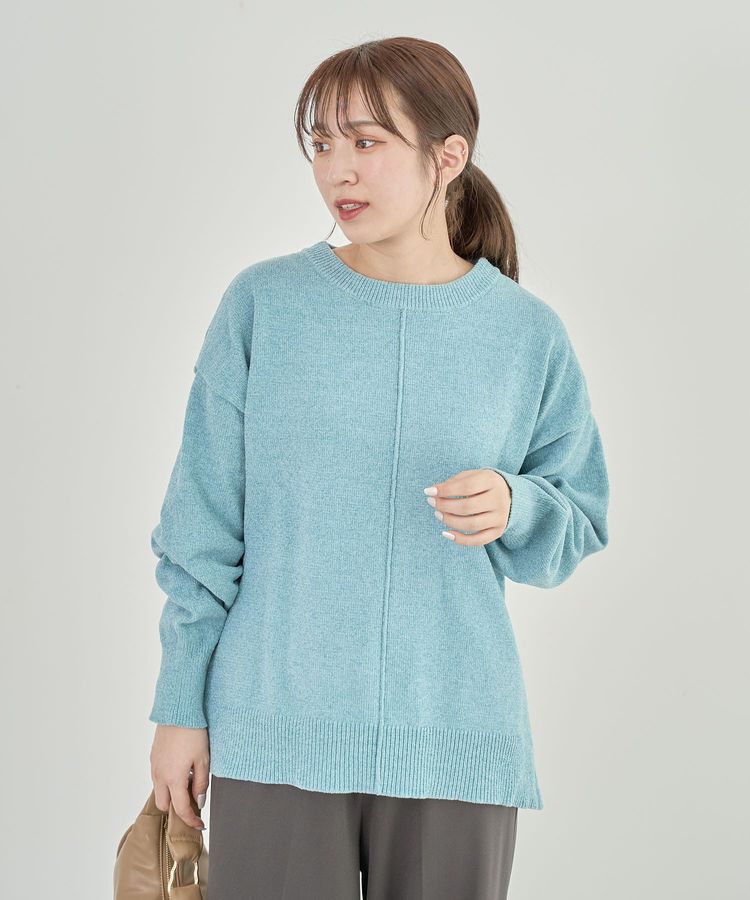 Green Parks「ベロアモールリラックスサイズニットプルオーバー」|ニット・セーター|Sax