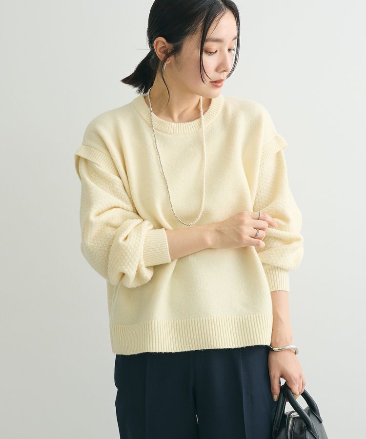 Green Parks「袖かのこニットプルオーバー」|ニット・セーター|Ecru