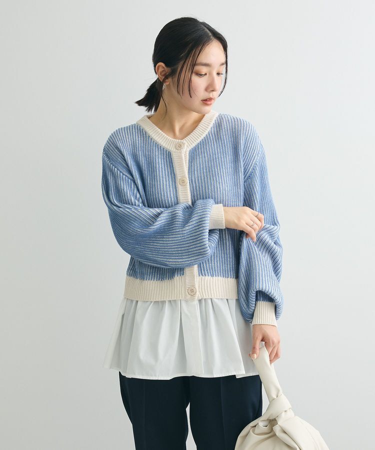 Green Parks「配色リブドッキングチュニック」|ニット・セーター|