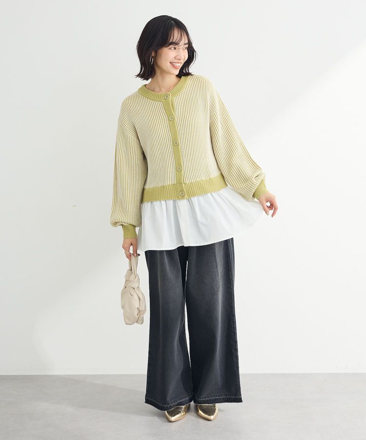 Green Parks「配色リブドッキングチュニック」|ニット・セーター|