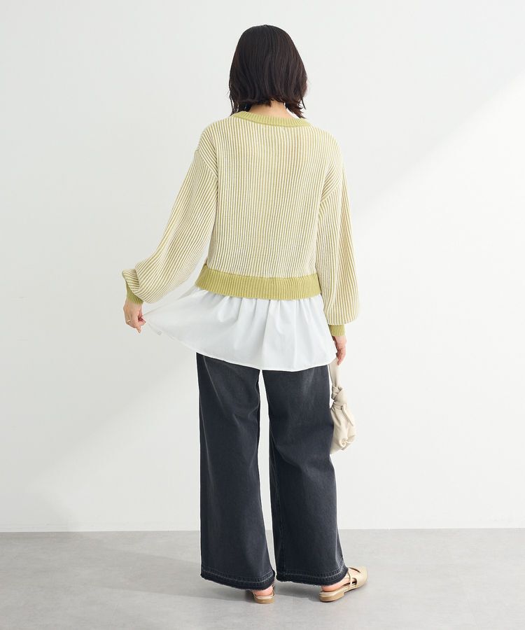 Green Parks「配色リブドッキングチュニック」|ニット・セーター|