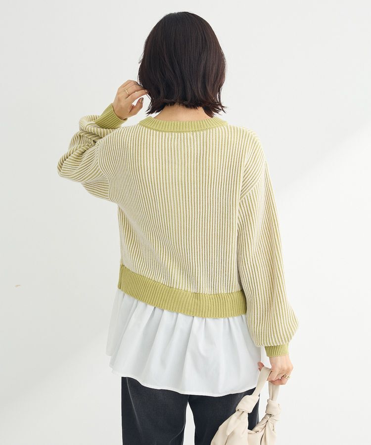 Green Parks「配色リブドッキングチュニック」|ニット・セーター|