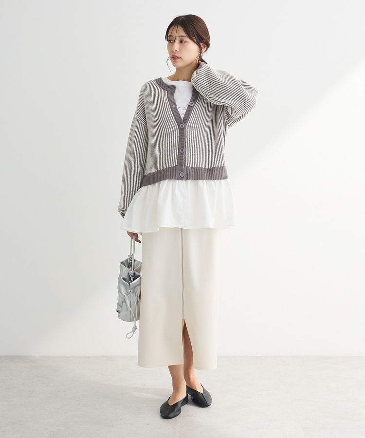 Green Parks「配色リブドッキングチュニック」|ニット・セーター|