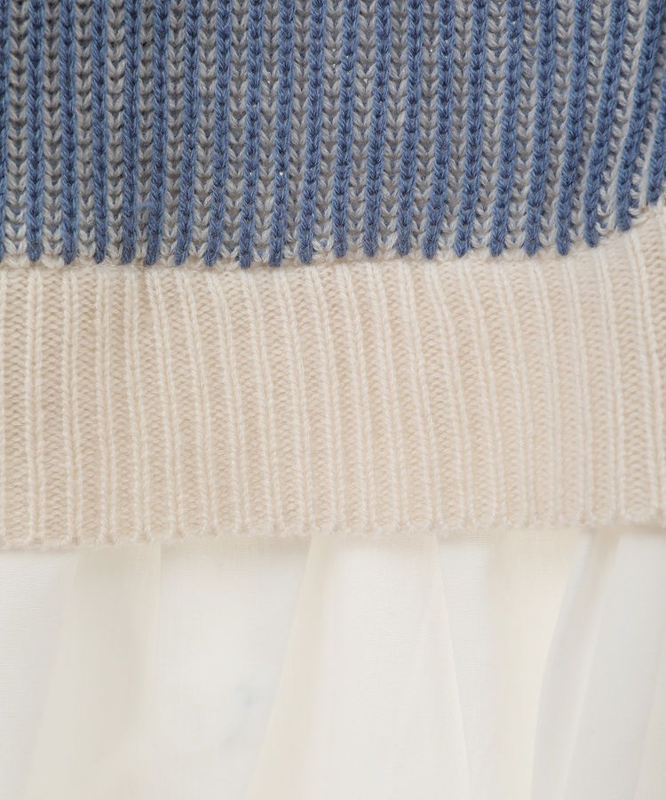 Green Parks「配色リブドッキングチュニック」|ニット・セーター|