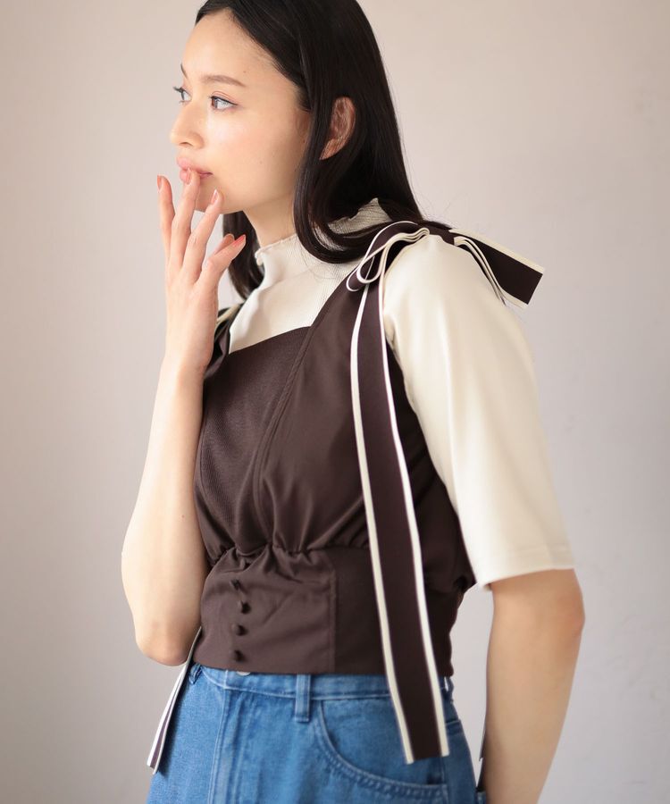 Green Parks「・swing by ショルダーリボンノースリーブ」|Tシャツ・カットソー|