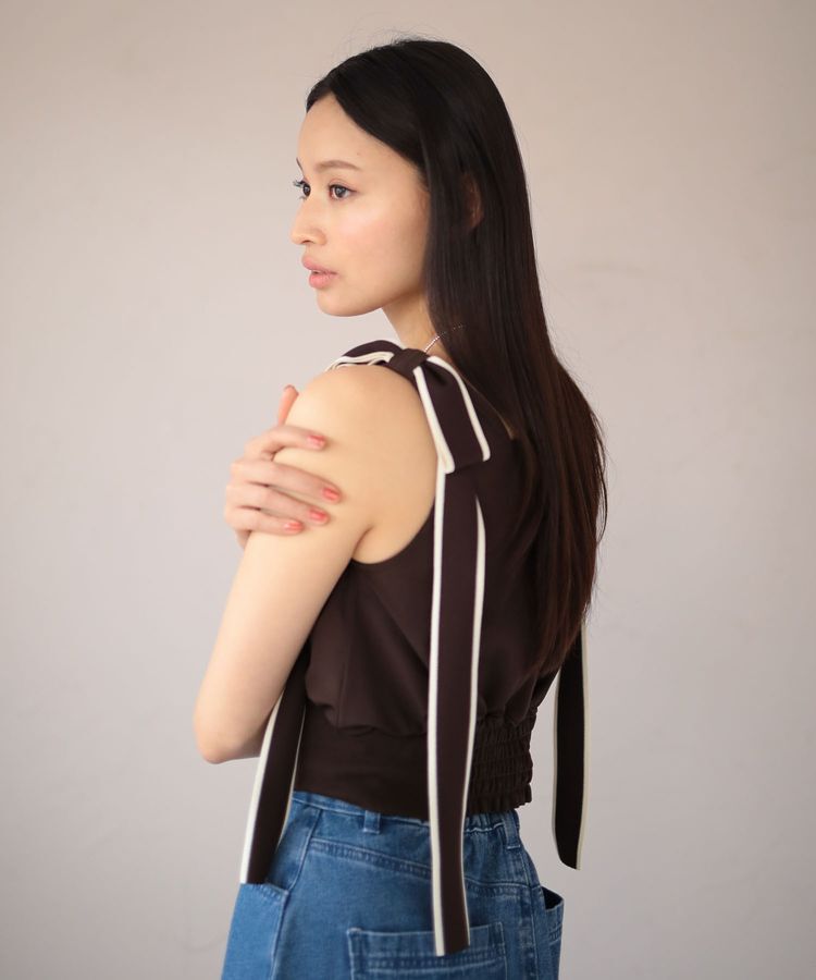 Green Parks「・swing by ショルダーリボンノースリーブ」|Tシャツ・カットソー|