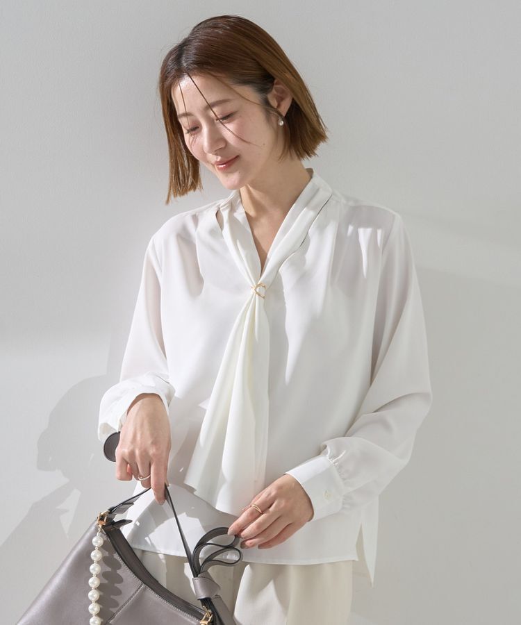 YECCA VECCA「スカーフリング付きボウタイブラウス」|シャツ・ブラウス|Off White