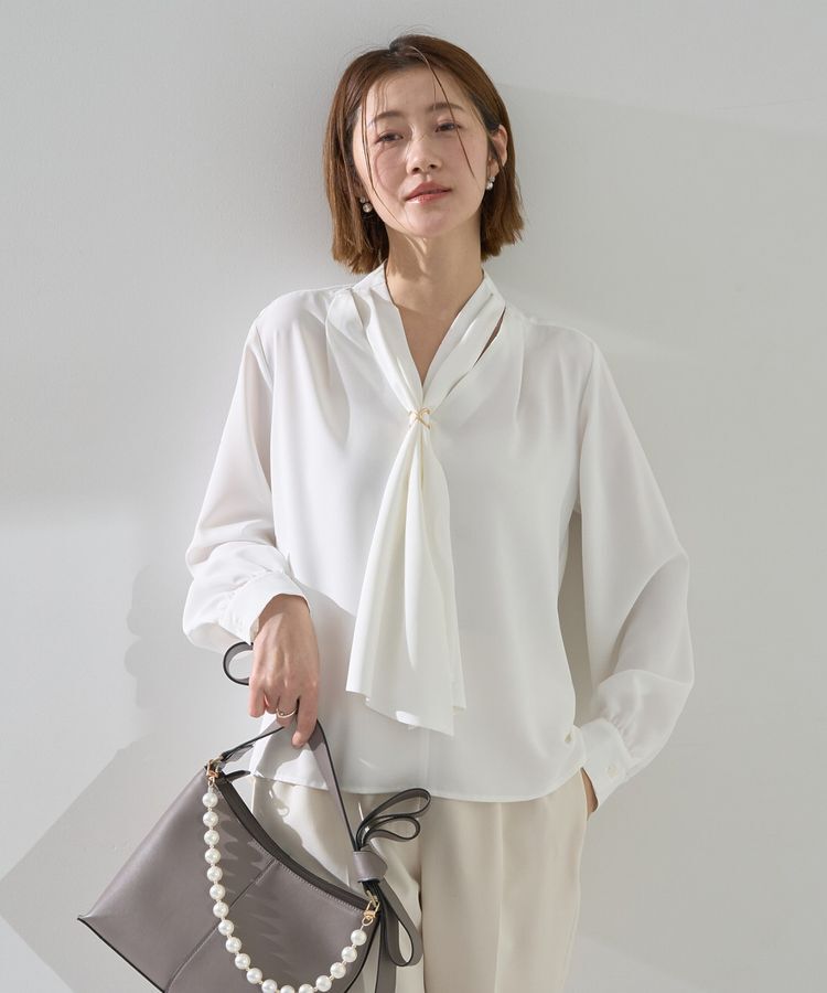 YECCA VECCA「スカーフリング付きボウタイブラウス」|シャツ・ブラウス|
