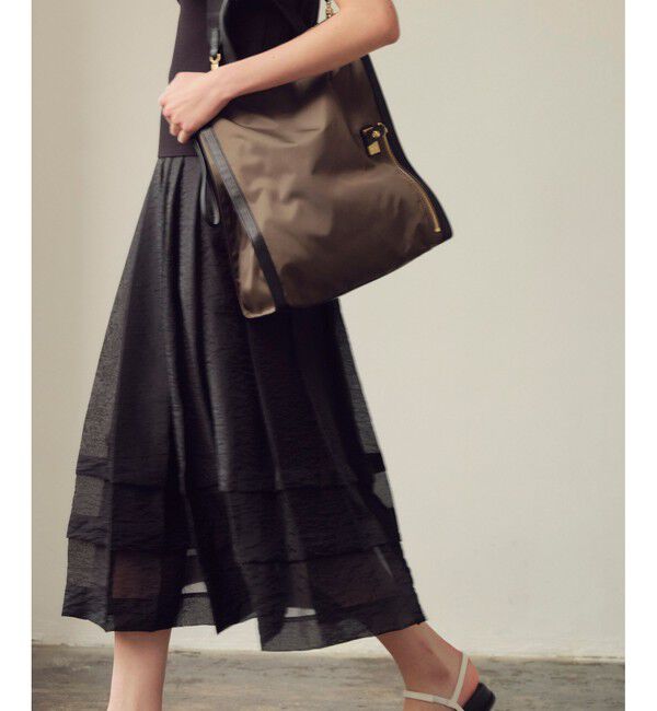 allureville「シアーオーガンタックギャザースカート」|スカート|ブラック