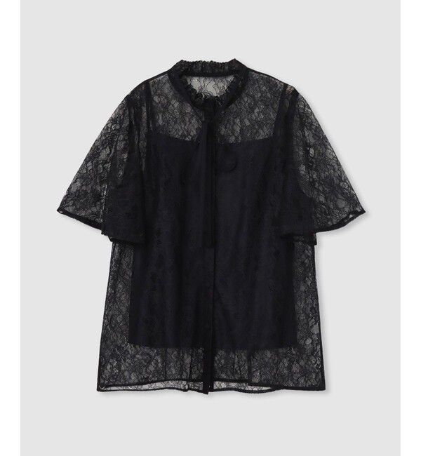 LOULOU WILLOUGHBY「【LOULOU WILLOUGHBY】レースリボンフレアスリーブブラウス」|シャツ・ブラウス|ブラック