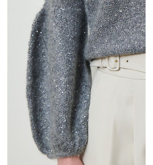 allureville「モヘヤ混スパンコールプルオーバー」|ニット・セーター|