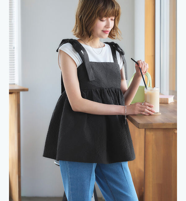 titivate「ふくれジャガードリボントップス」|シャツ・ブラウス|