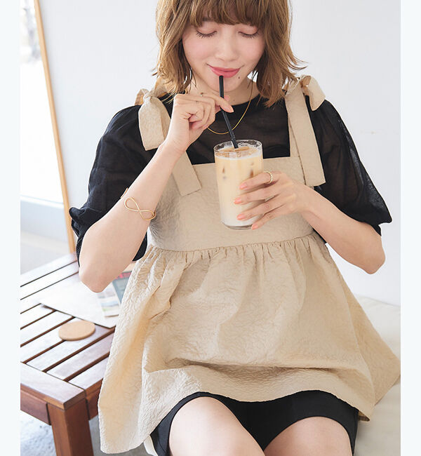 titivate「ふくれジャガードリボントップス」|シャツ・ブラウス|