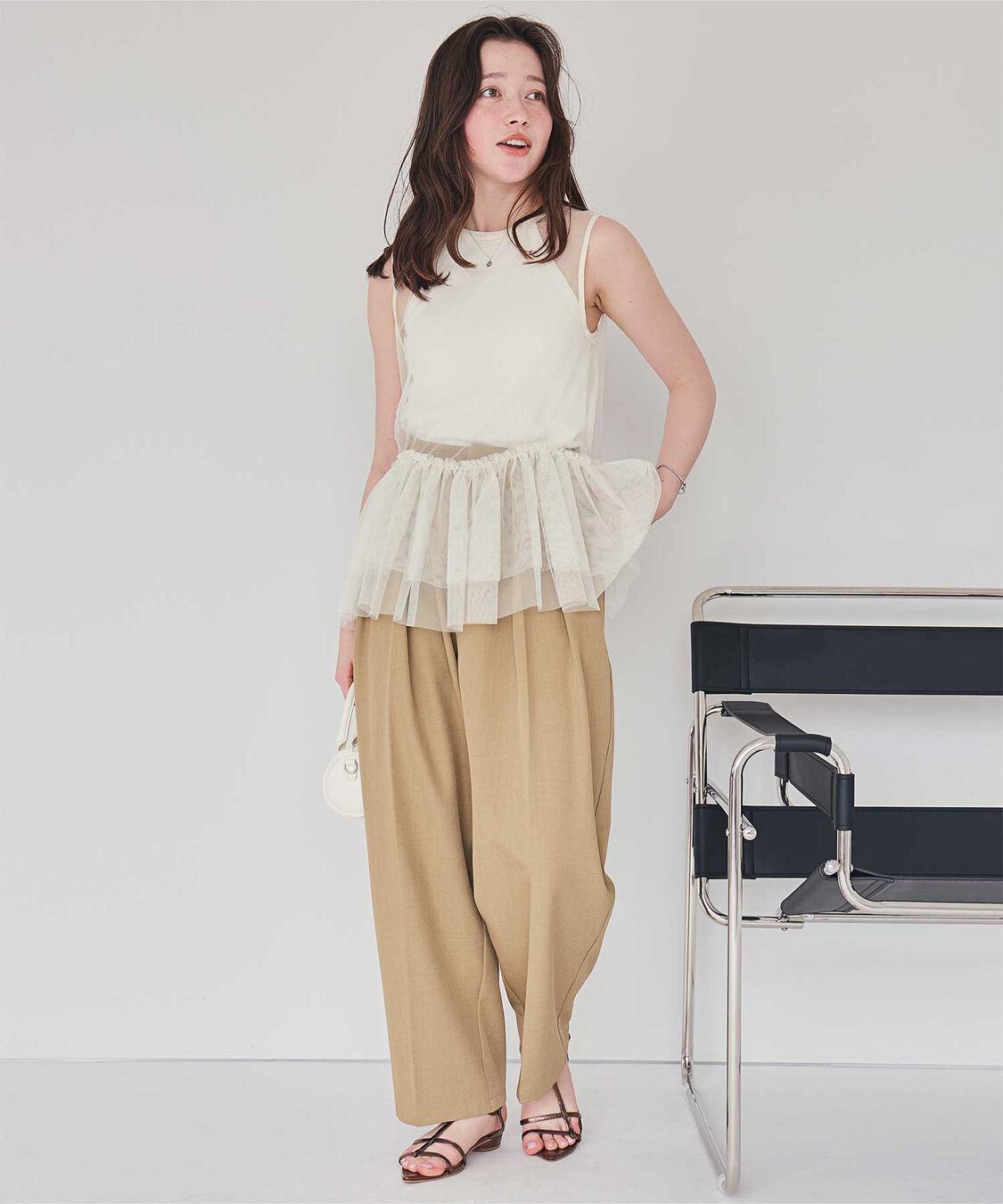 titivate「ペプラムギャザーチュールトップス」|Tシャツ・カットソー|