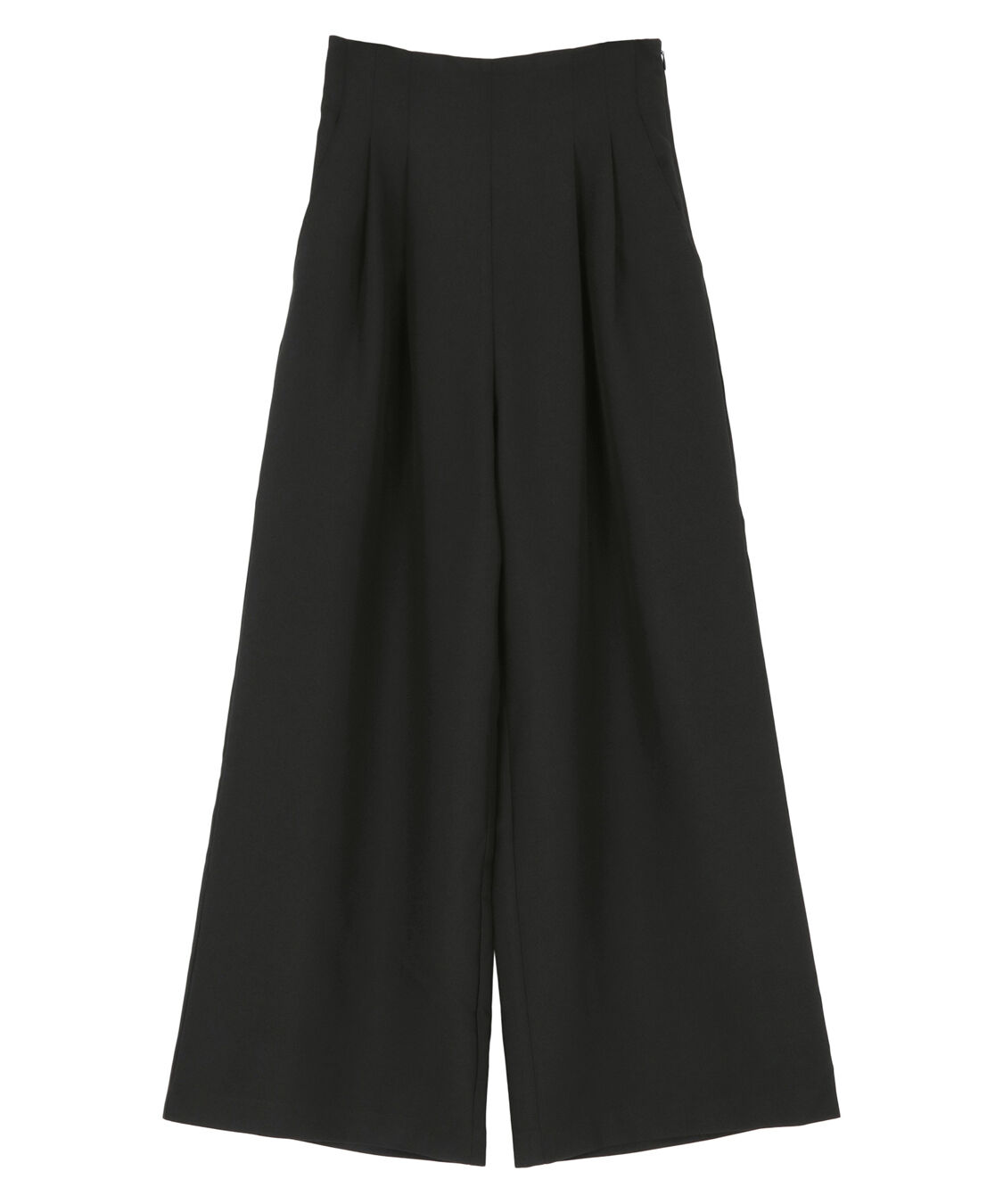titivate「ハイウエストツータックワイドパンツ」|スラックス|ブラック