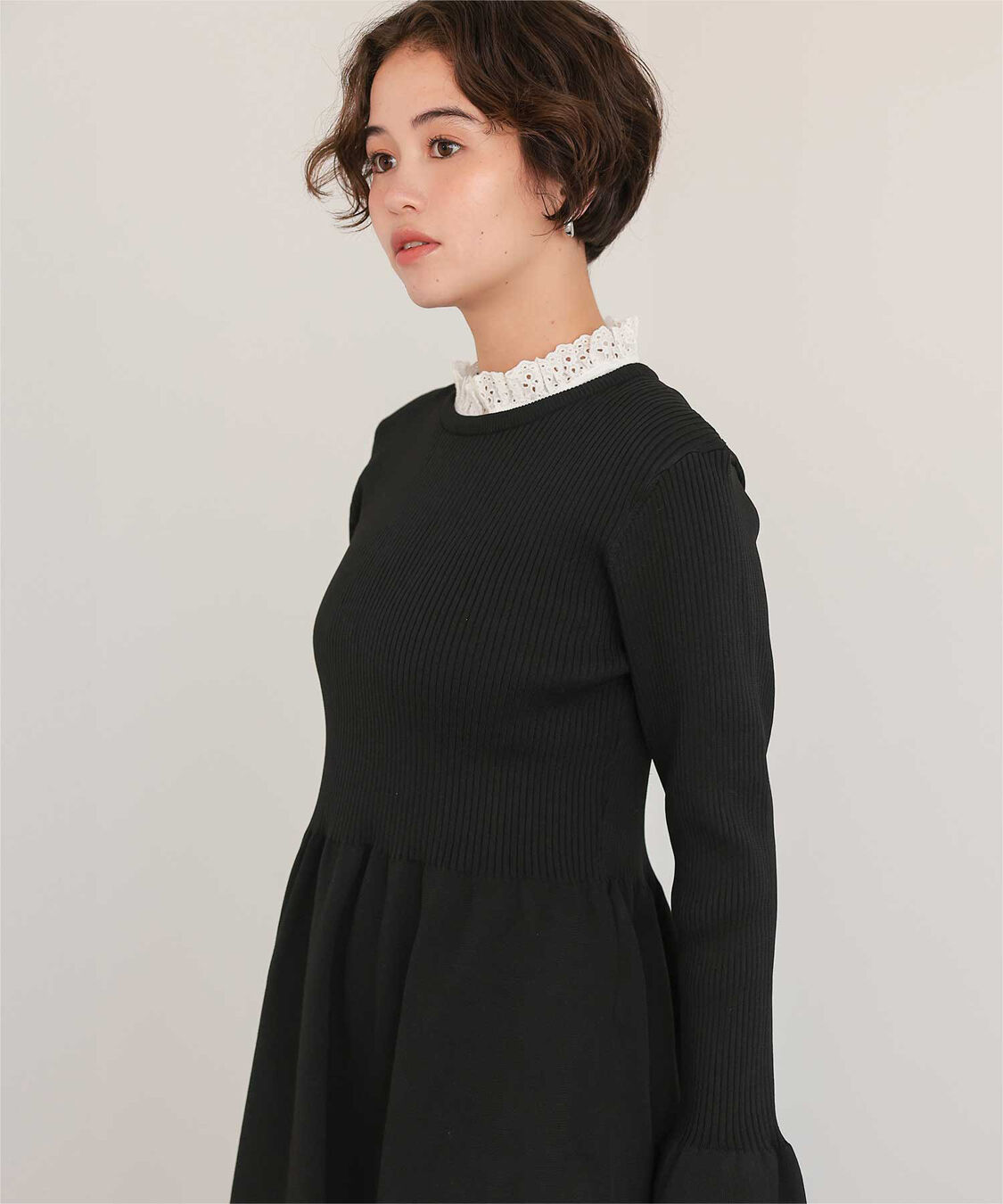 titivate「襟付きボリュームスカートニットワンピース」|ワンピース|