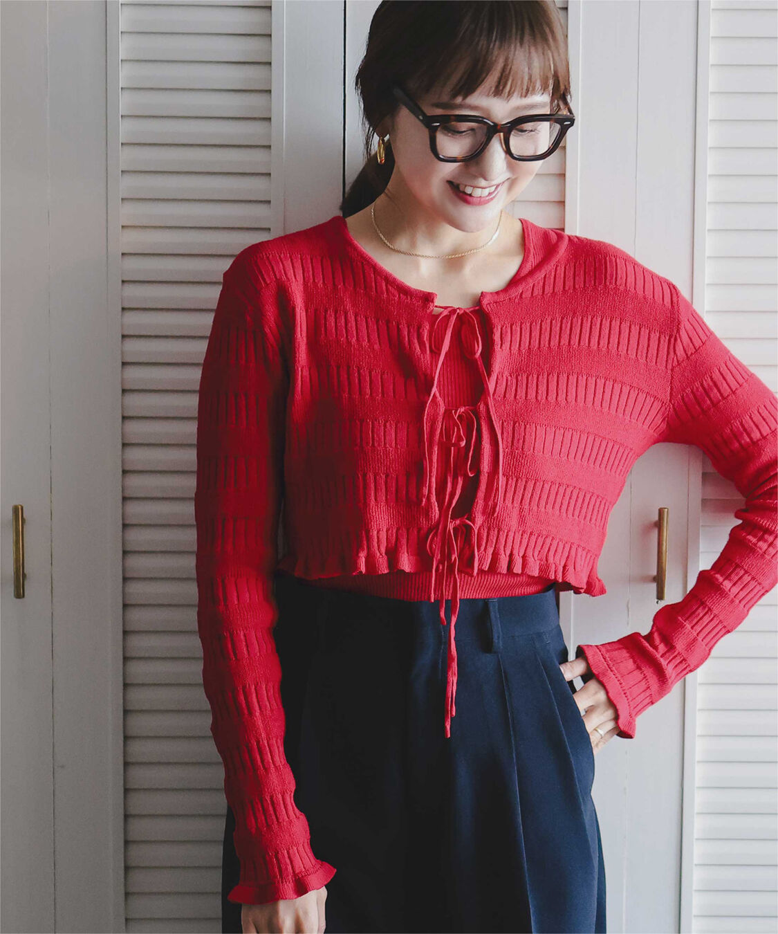 titivate「【さやかさんS/Sコラボ】リボンデザインカーディガン/ノースリーブニットセット」|ニット・セーター|