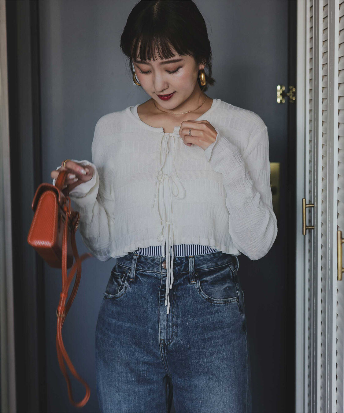 titivate「【さやかさんS/Sコラボ】リボンデザインカーディガン/ノースリーブニットセット」|ニット・セーター|